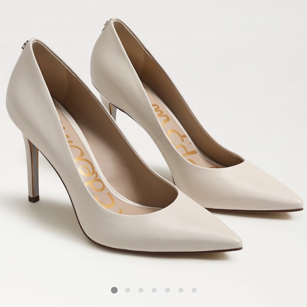 Brand New Sam Edelman Pointed Toe Leather Pumps in Light Beige